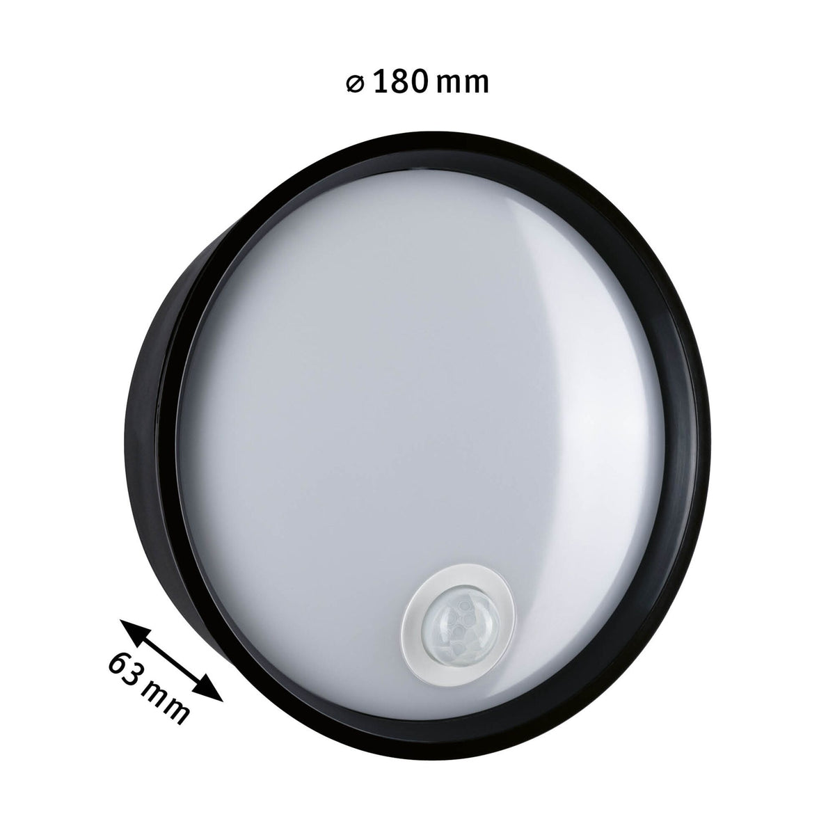 Paulmann LED Außenwandleuchte Platomo IP44 rund 180mm 3000K 14,5W 1200lm 230V  Schwarz Kunststoff