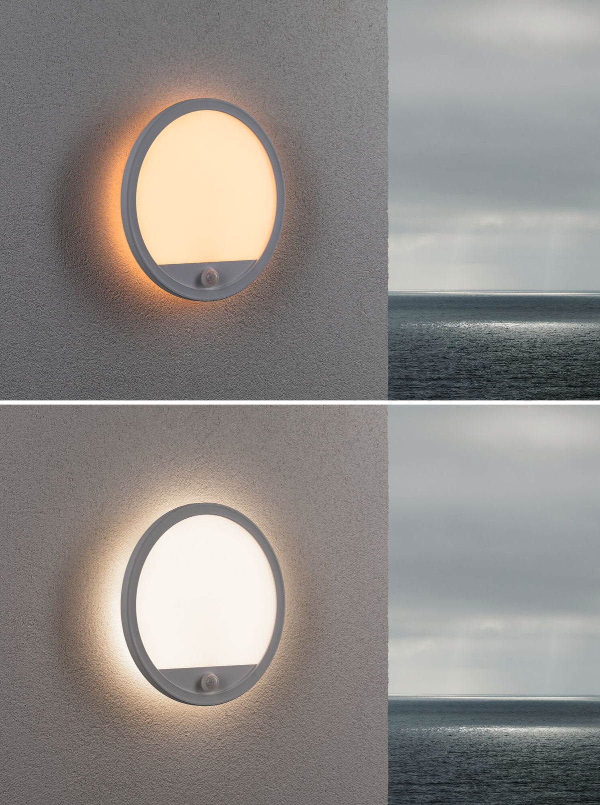 Paulmann LED Außenpanel Lamina Bewegungsmelder insektenfreundlich IP44 rund 280mm Tunable Warm 14W 1150lm 230V  Weiß Kunststoff