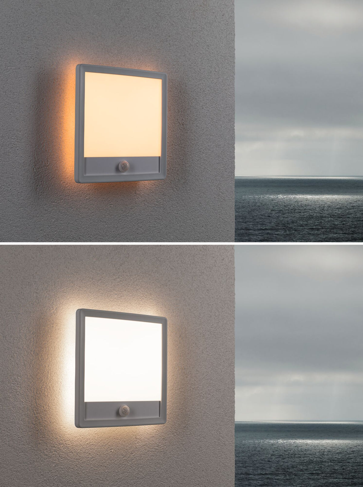 Paulmann LED Außenpanel Lamina Bewegungsmelder insektenfreundlich IP44 eckig 250x47mm Tunable Warm 14W 920lm 230V  Weiß Kunststoff