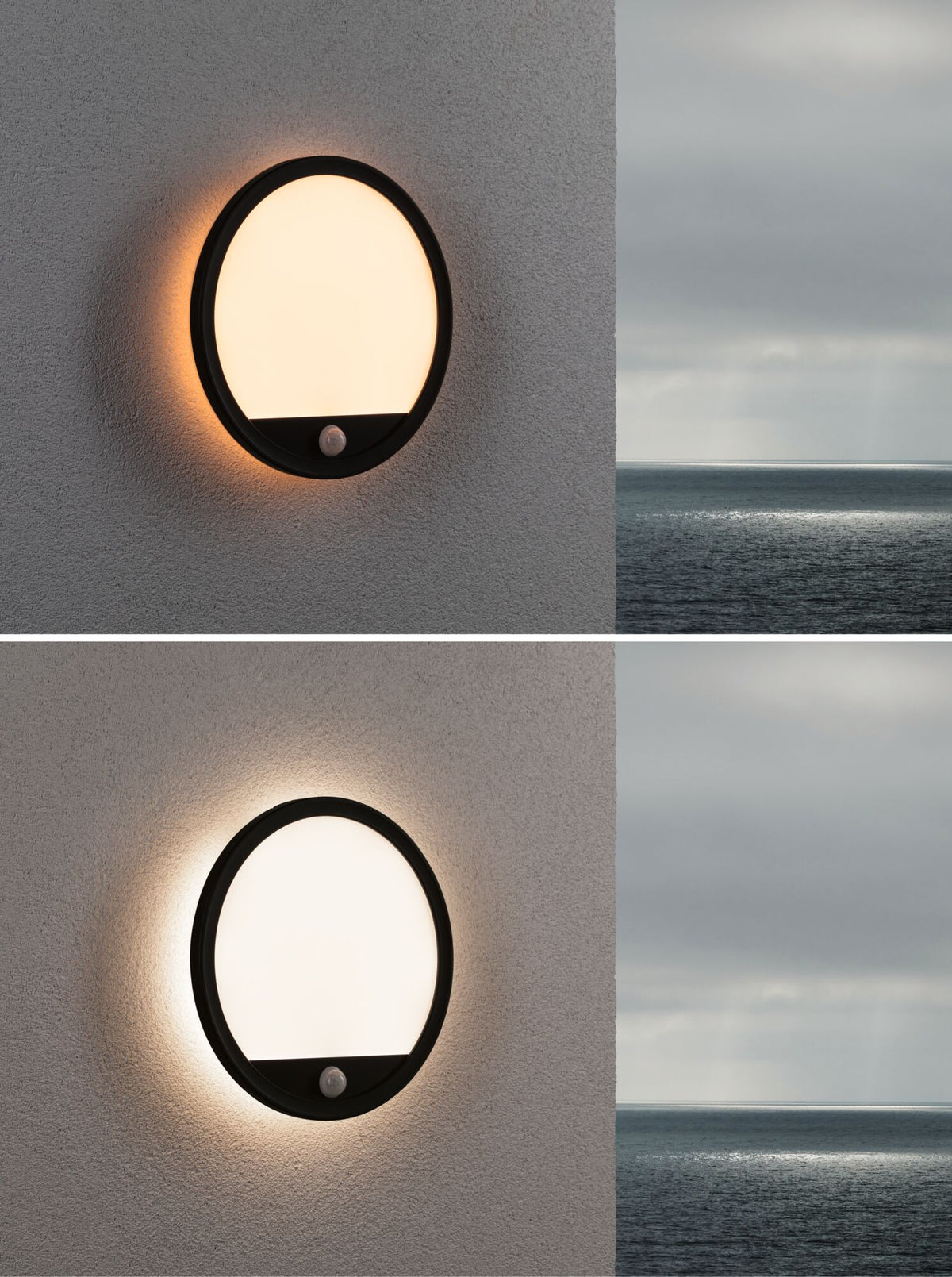 Paulmann LED Außenpanel Lamina Bewegungsmelder insektenfreundlich IP44 rund 280mm Tunable Warm 14W 1150lm 230V  Schwarz Kunststoff