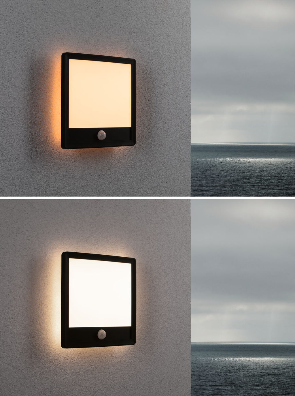 Paulmann LED Außenpanel Lamina Bewegungsmelder insektenfreundlich IP44 eckig 250x47mm Tunable Warm 14W 920lm 230V  Schwarz Kunststoff