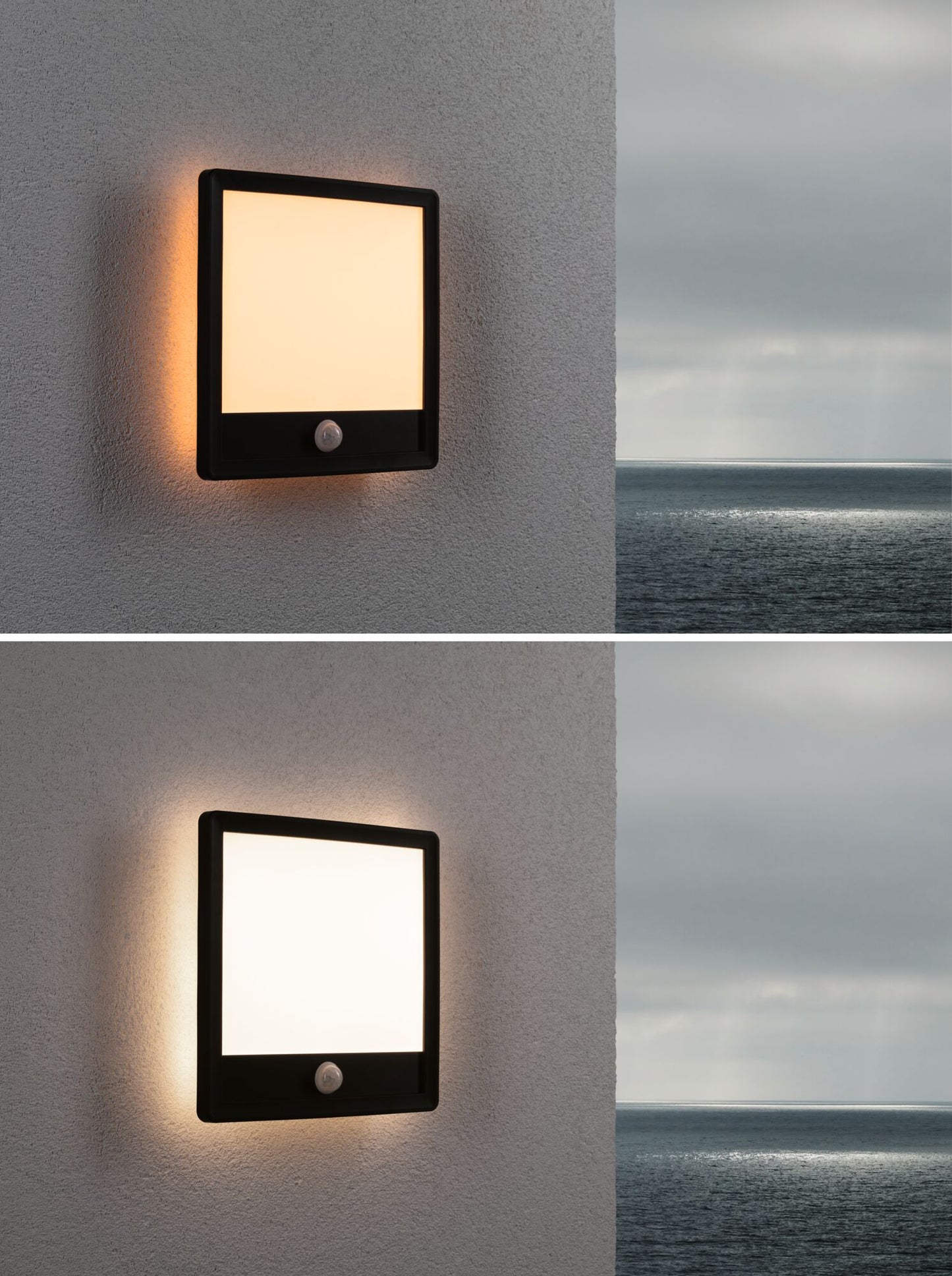 Paulmann LED Außenpanel Lamina Bewegungsmelder insektenfreundlich IP44 eckig 250x47mm Tunable Warm 14W 920lm 230V  Schwarz Kunststoff