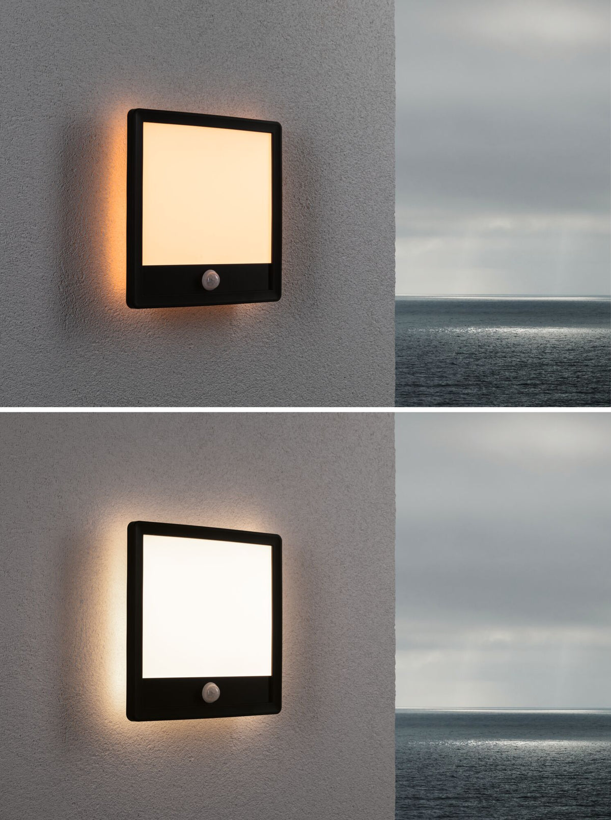 Paulmann LED Außenpanel Lamina Bewegungsmelder insektenfreundlich IP44 eckig 250x47mm Tunable Warm 14W 920lm 230V  Schwarz Kunststoff