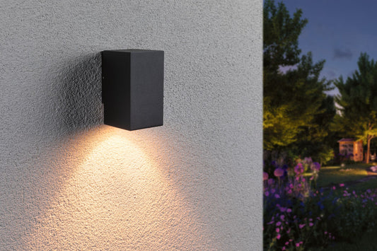 Paulmann LED Außenwandleuchte Flame insektenfreundlich IP44 eckig 58x103mm 2200K 4W 265lm 230V 75° Anthrazit Metall