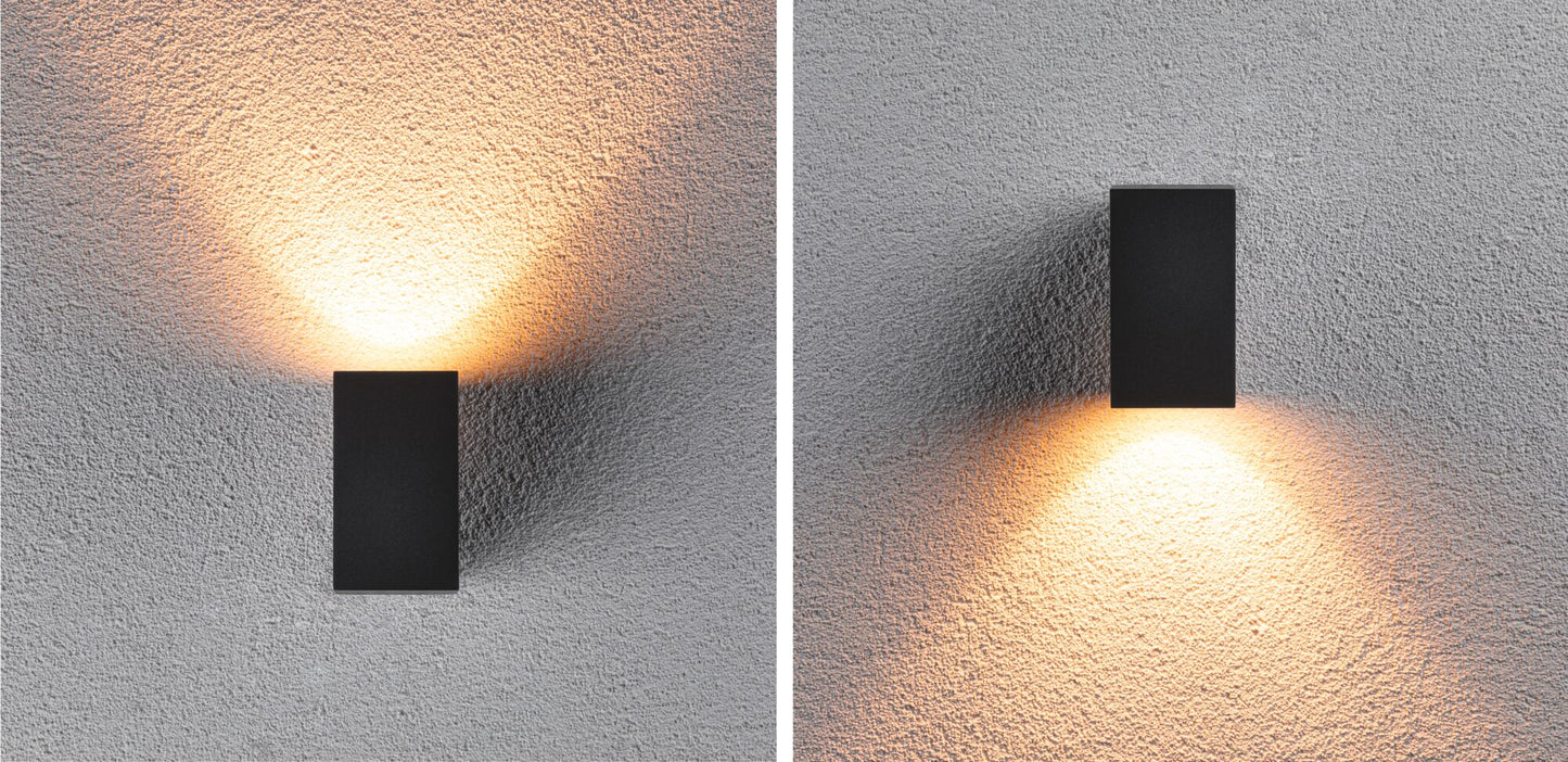 Paulmann LED Außenwandleuchte Flame insektenfreundlich IP44 eckig 58x103mm 2200K 4W 265lm 230V 75° Anthrazit Metall