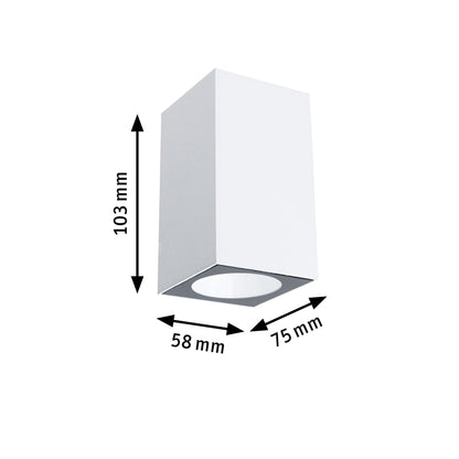 Paulmann LED Außenwandleuchte Flame insektenfreundlich IP44 eckig 58x103mm 2200K 4W 265lm 230V 75° Weiß Metall