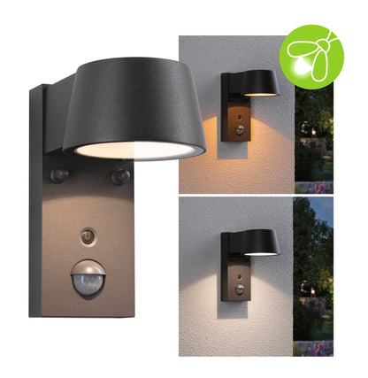 Paulmann LED Außenwandleuchte Capea Bewegungsmelder insektenfreundlich IP44  96x153mm Tunable Warm 6W 450lm 230V 98° Anthrazit Aluminium