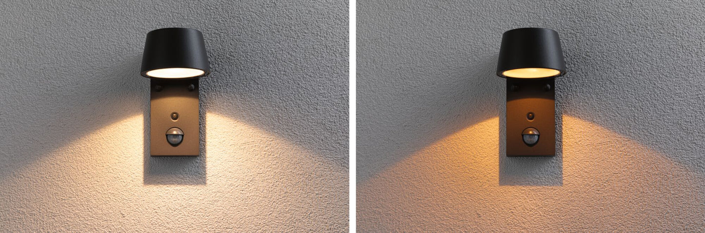 Paulmann LED Außenwandleuchte Capea Bewegungsmelder insektenfreundlich IP44  96x153mm Tunable Warm 6W 450lm 230V 98° Anthrazit Aluminium