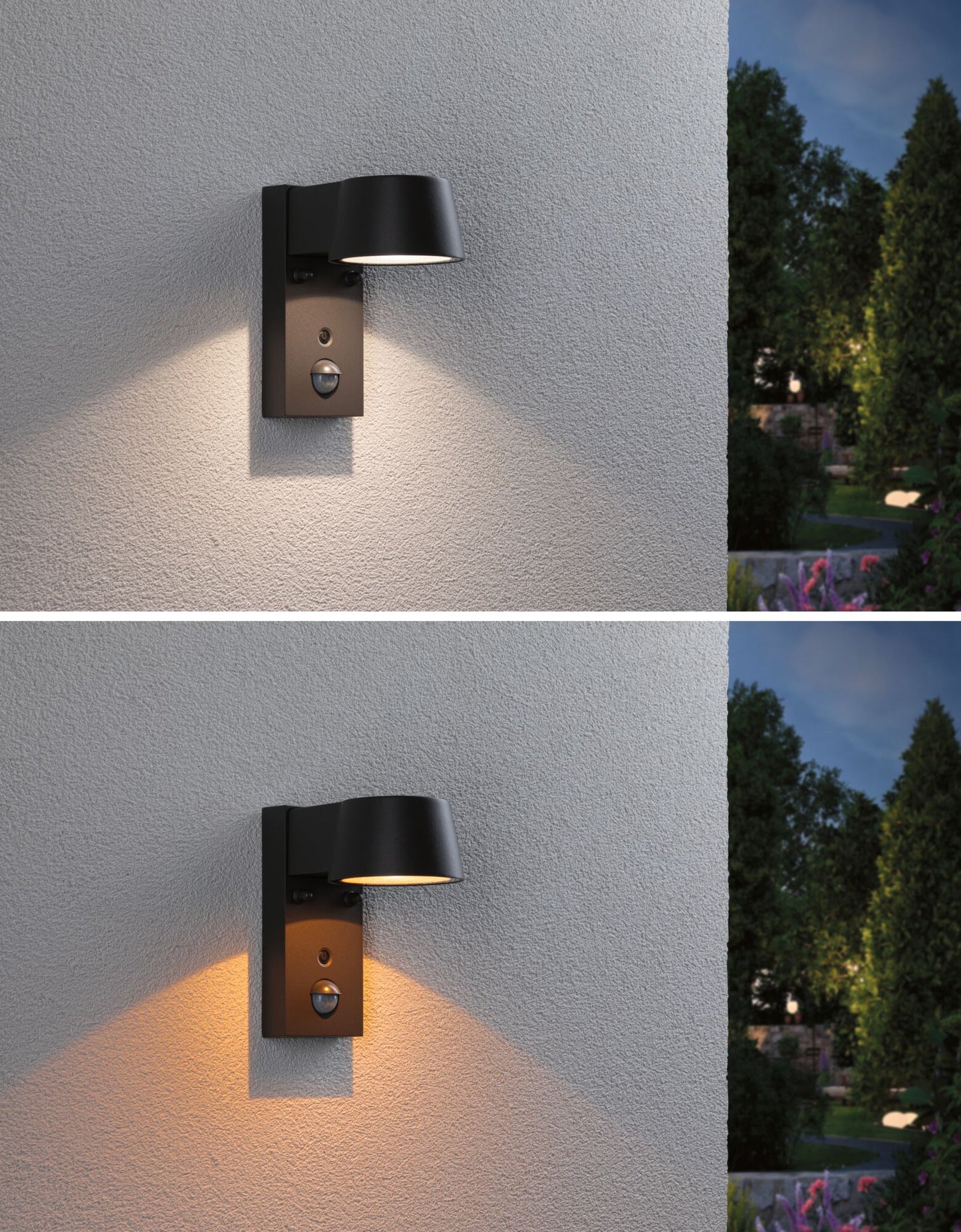 Paulmann LED Außenwandleuchte Capea Bewegungsmelder insektenfreundlich IP44  96x153mm Tunable Warm 6W 450lm 230V 98° Anthrazit Aluminium