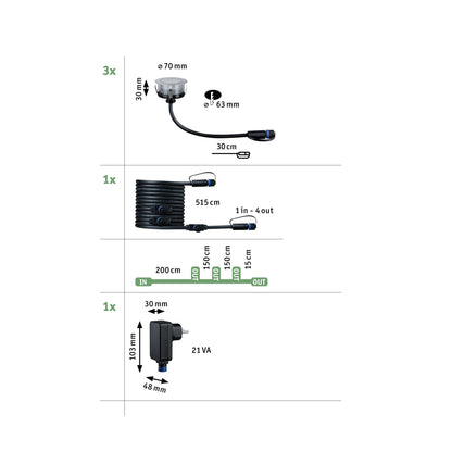 Paulmann Plug & Shine LED Bodeneinbauleuchte Floor IP67 2200K 3x2W  21VA Silber