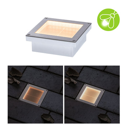 Paulmann Solar LED Bodeneinbauleuchte Aron Bewegungsmelder IP67 eckig 100x100mm 2200K 0,5W 4lm  Weiß Edelstahl,Kunststoff