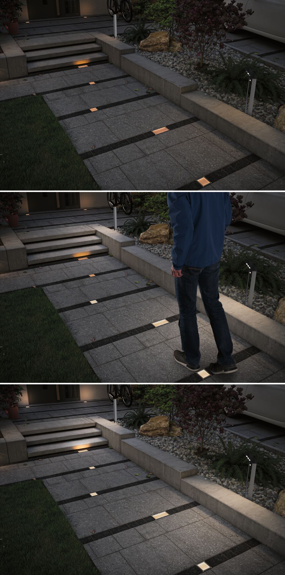 Paulmann Solar LED Bodeneinbauleuchte Aron Bewegungsmelder IP67 eckig 100x100mm 2200K 0,5W 4lm  Weiß Edelstahl,Kunststoff