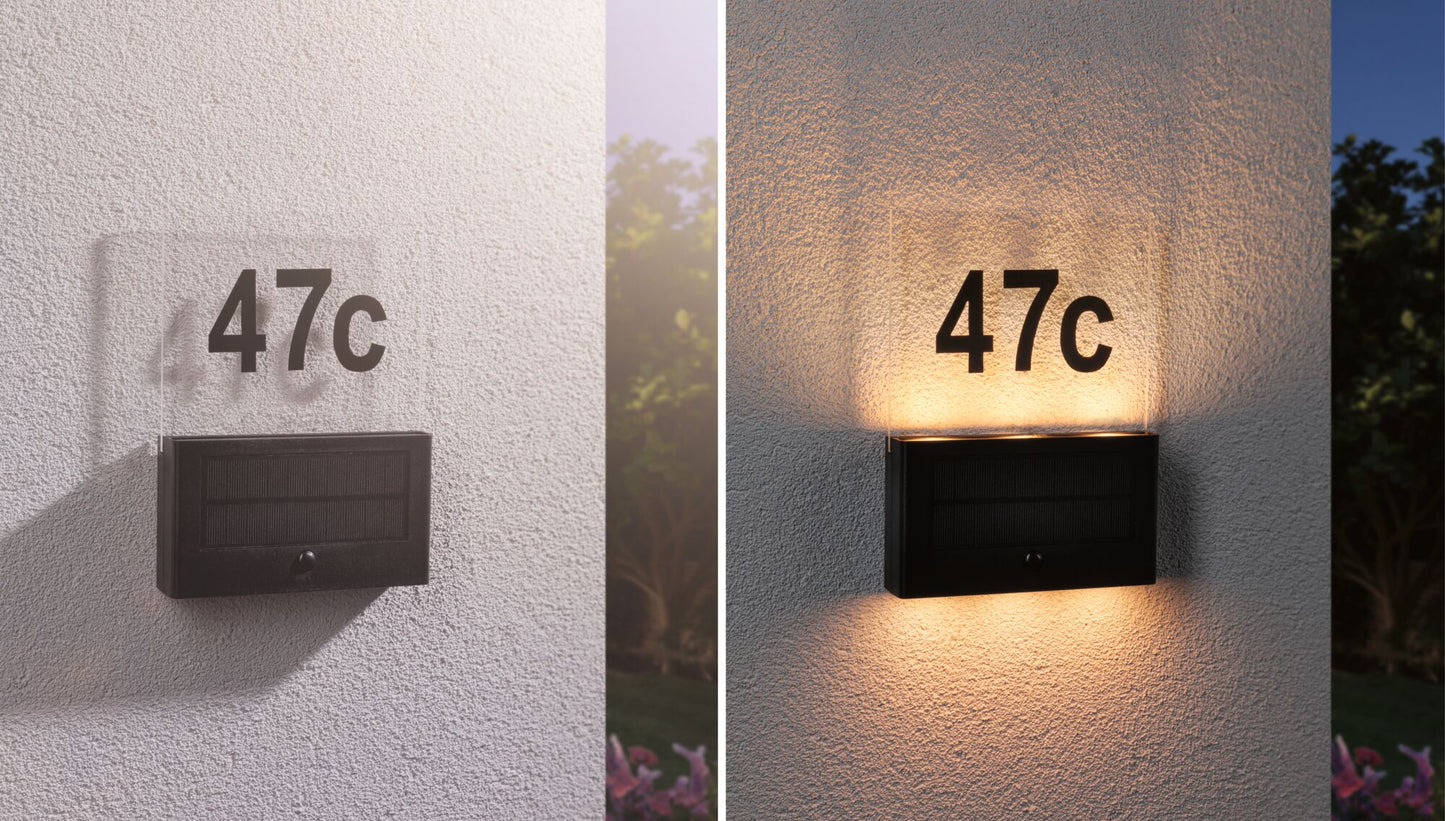Paulmann Solar LED Hausnummernleuchte Neda IP44 2200K 18lm Anthrazit