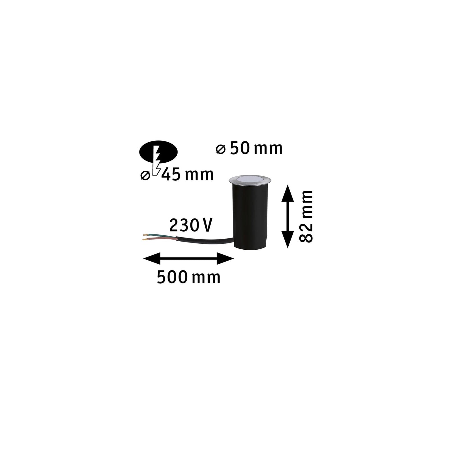 Paulmann LED Bodeneinbauleuchte Goldlicht insektenfreundlich IP65 rund 50mm 2200K 2,2W 60lm 230V Alu Kunststoff,Metall