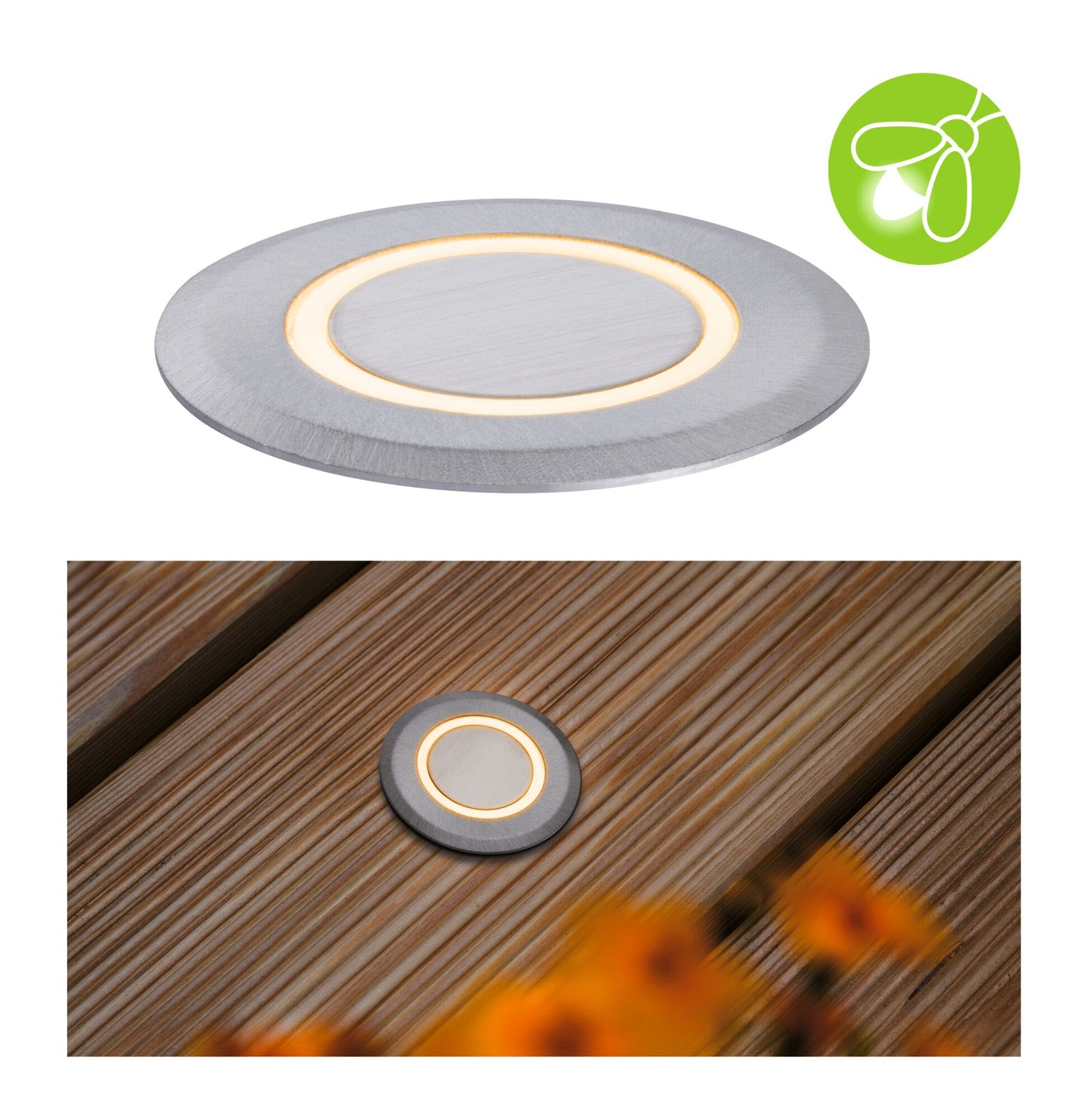 Paulmann LED Bodeneinbauleuchte Goldlicht insektenfreundlich IP67 rund 50mm 2200K 2,2W 15lm 230V Alu Kunststoff,Metall