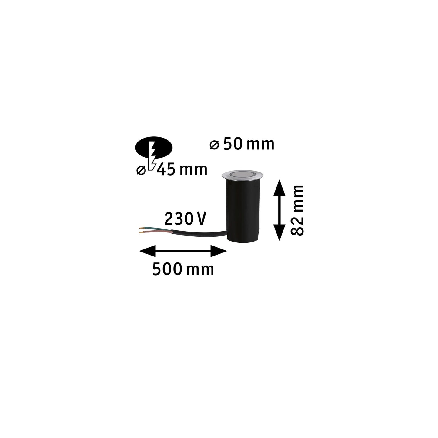 Paulmann LED Bodeneinbauleuchte Goldlicht insektenfreundlich IP67 rund 50mm 2200K 2,2W 15lm 230V Alu Kunststoff,Metall