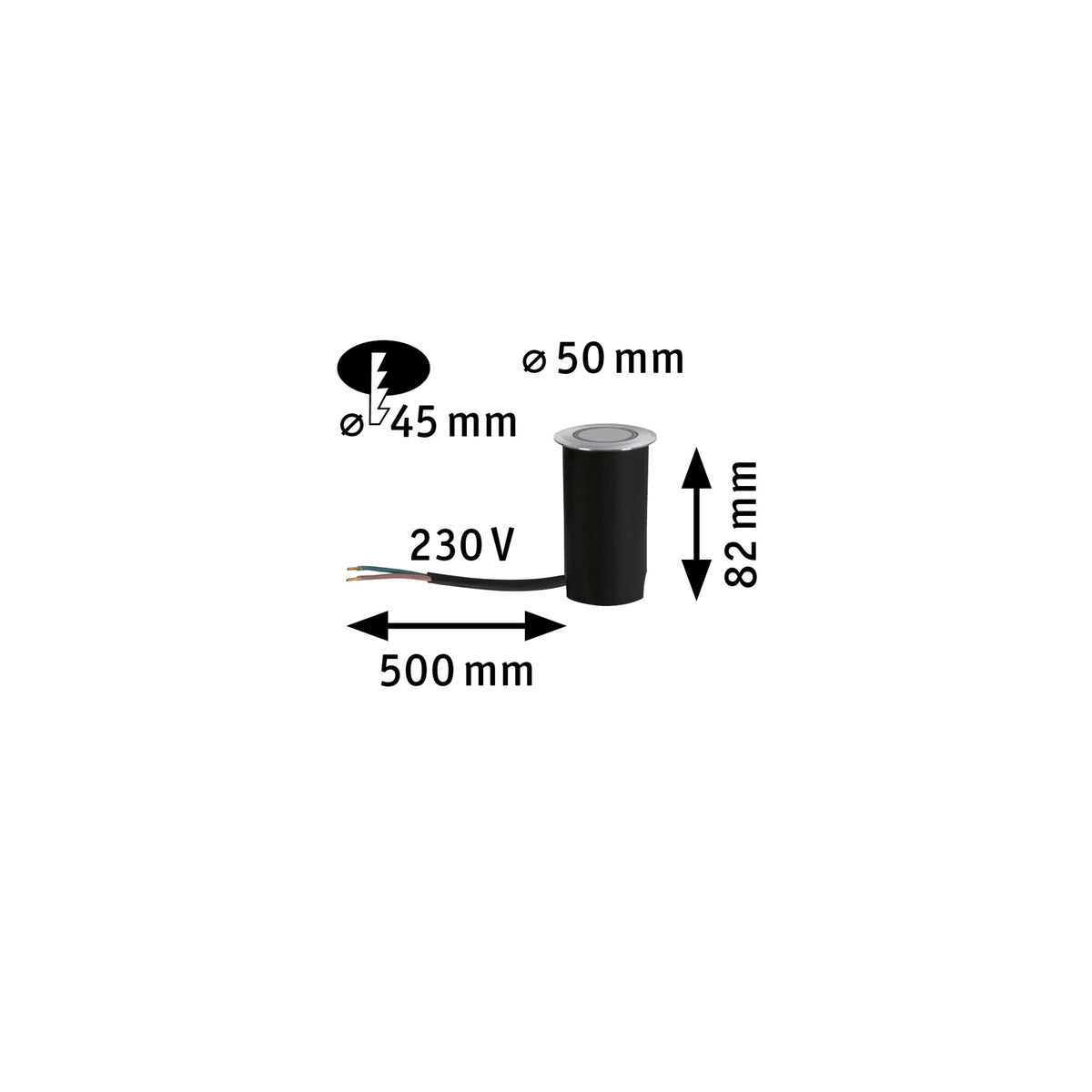 Paulmann LED Bodeneinbauleuchte Goldlicht insektenfreundlich IP67 rund 50mm 2200K 2,2W 15lm 230V Alu Kunststoff,Metall