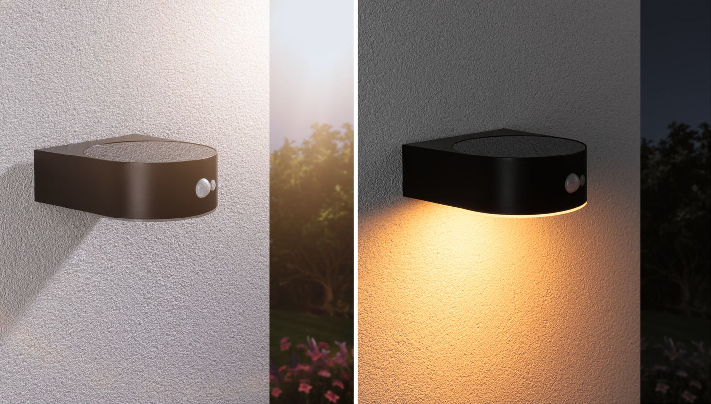 Paulmann Solar LED Außenwandleuchte Eileen Bewegungsmelder IP44 2200K 300lm Schwarz