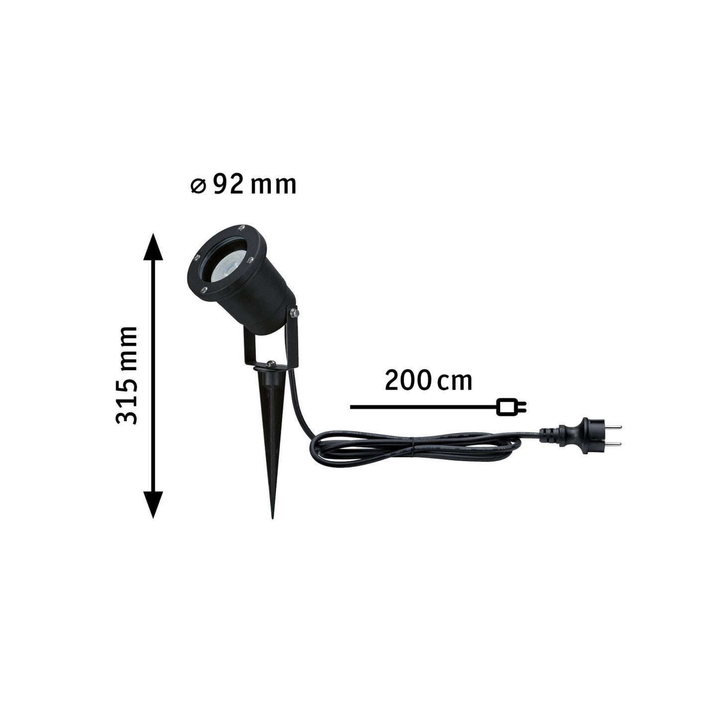 Paulmann Gartenstrahler Insektenfreundlich insektenfreundlich IP65 rund 92mm 2200K 4,3W 320lm 230V 38-38° Schwarz Metall