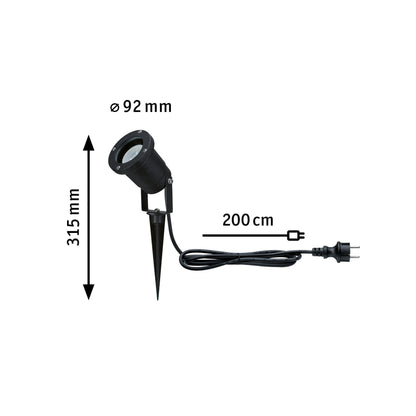 Paulmann Gartenstrahler Insektenfreundlich insektenfreundlich IP65 rund 92mm 2200K 4,3W 320lm 230V 38-38° Schwarz Metall