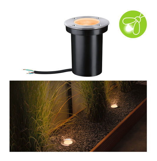 Paulmann LED Bodeneinbauleuchte Goldlicht insektenfreundlich IP65  110mm 2200K 4,3W 320lm 230V Edelstahl gebürstet Edelstahl,Kunststoff