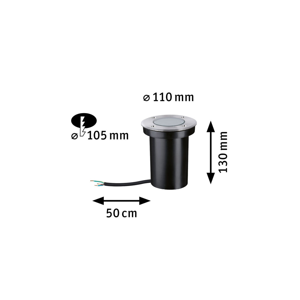 Paulmann LED Bodeneinbauleuchte Goldlicht insektenfreundlich IP65  110mm 2200K 4,3W 320lm 230V Edelstahl gebürstet Edelstahl,Kunststoff