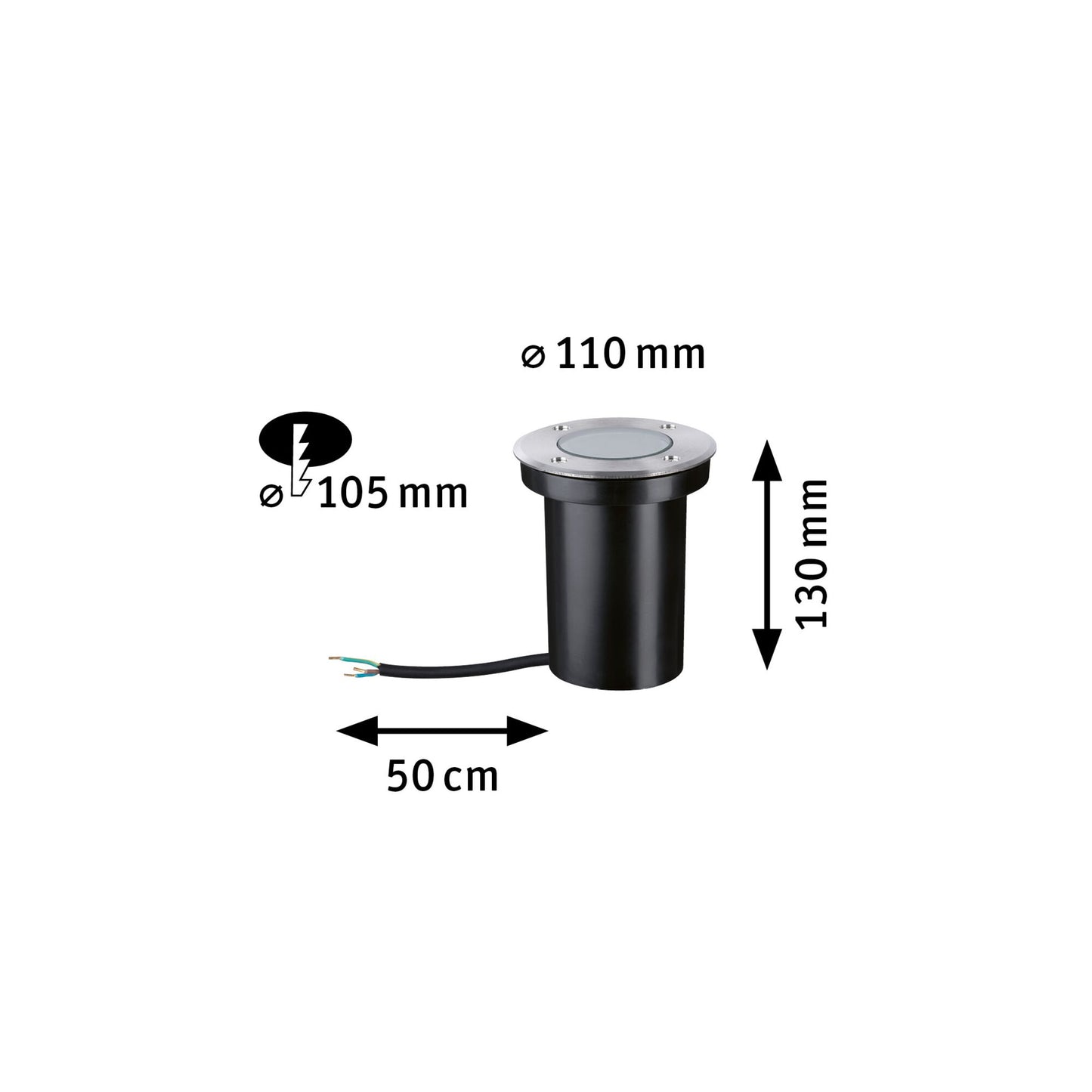 Paulmann LED Bodeneinbauleuchte Goldlicht insektenfreundlich IP65  110mm 2200K 4,3W 320lm 230V Edelstahl gebürstet Edelstahl,Kunststoff