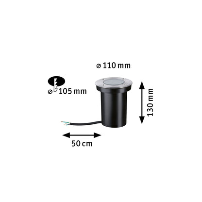 Paulmann LED Bodeneinbauleuchte Goldlicht insektenfreundlich IP65  110mm 2200K 4,3W 320lm 230V Edelstahl gebürstet Edelstahl,Kunststoff