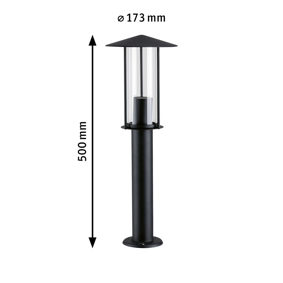 Paulmann Pollerleuchte Insektenfreundlich insektenfreundlich IP44  500mm 2200K 4,3W 420lm 230V  Schwarz E27 Metall