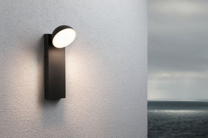 Paulmann LED Außenwandleuchte Puka  seewasserresistent IP44 rund 110x125mm 3000K 8,5W 460lm 230V  Anthrazit Aluminium