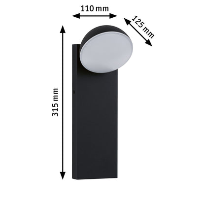 Paulmann LED Außenwandleuchte Puka  seewasserresistent IP44 rund 110x125mm 3000K 8,5W 460lm 230V  Anthrazit Aluminium