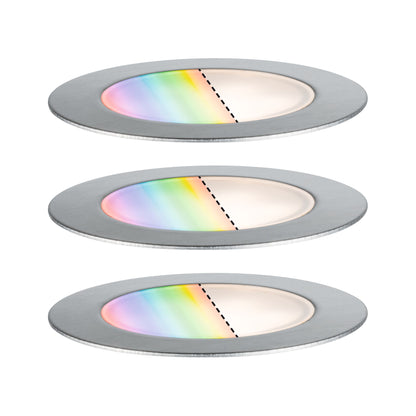 Paulmann Plug & Shine LED Bodeneinbauleuchte Floor 3er-Set  IP67 RGBW 3x2W  21VA Edelstahl