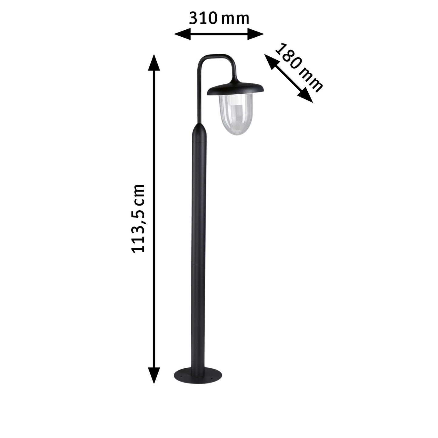 Paulmann Pollerleuchte Vintario IP44 rund 1.135mm  max. 20W  230V  Anthrazit E27 Aluminium