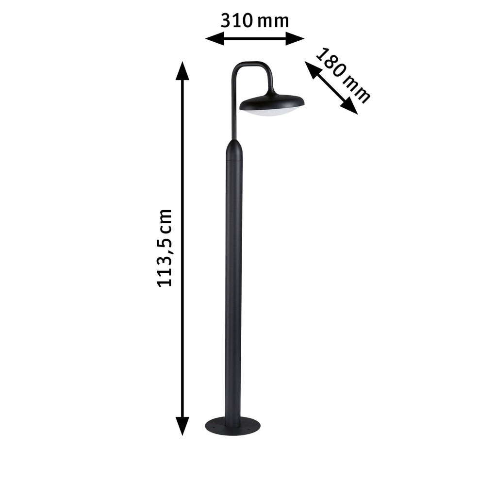 Paulmann LED Pollerleuchte Nostro IP44 rund 1.135mm 3000K 10W 900lm 230V  Anthrazit  Aluminium