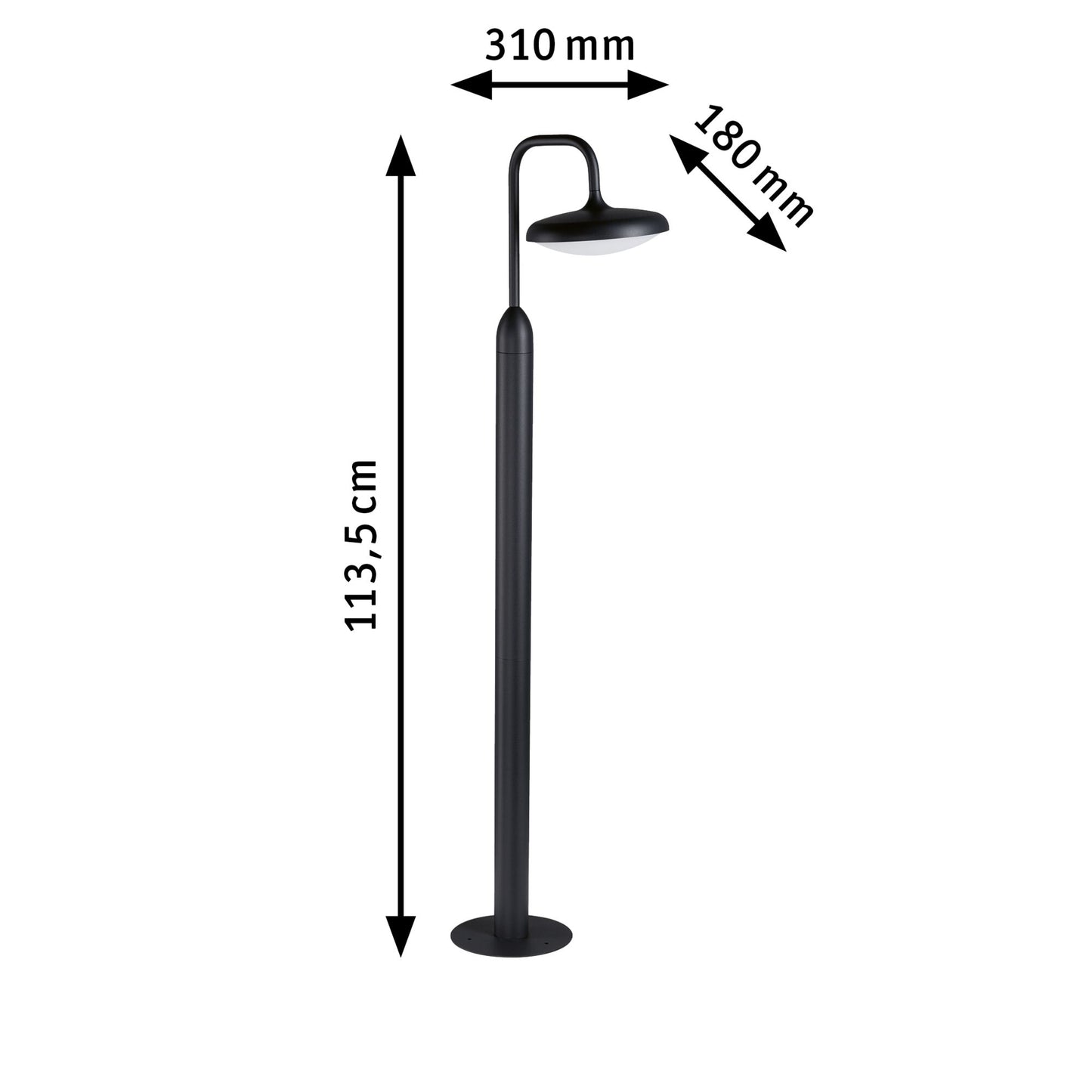 Paulmann LED Pollerleuchte Nostro IP44 rund 1.135mm 3000K 10W 900lm 230V  Anthrazit  Aluminium
