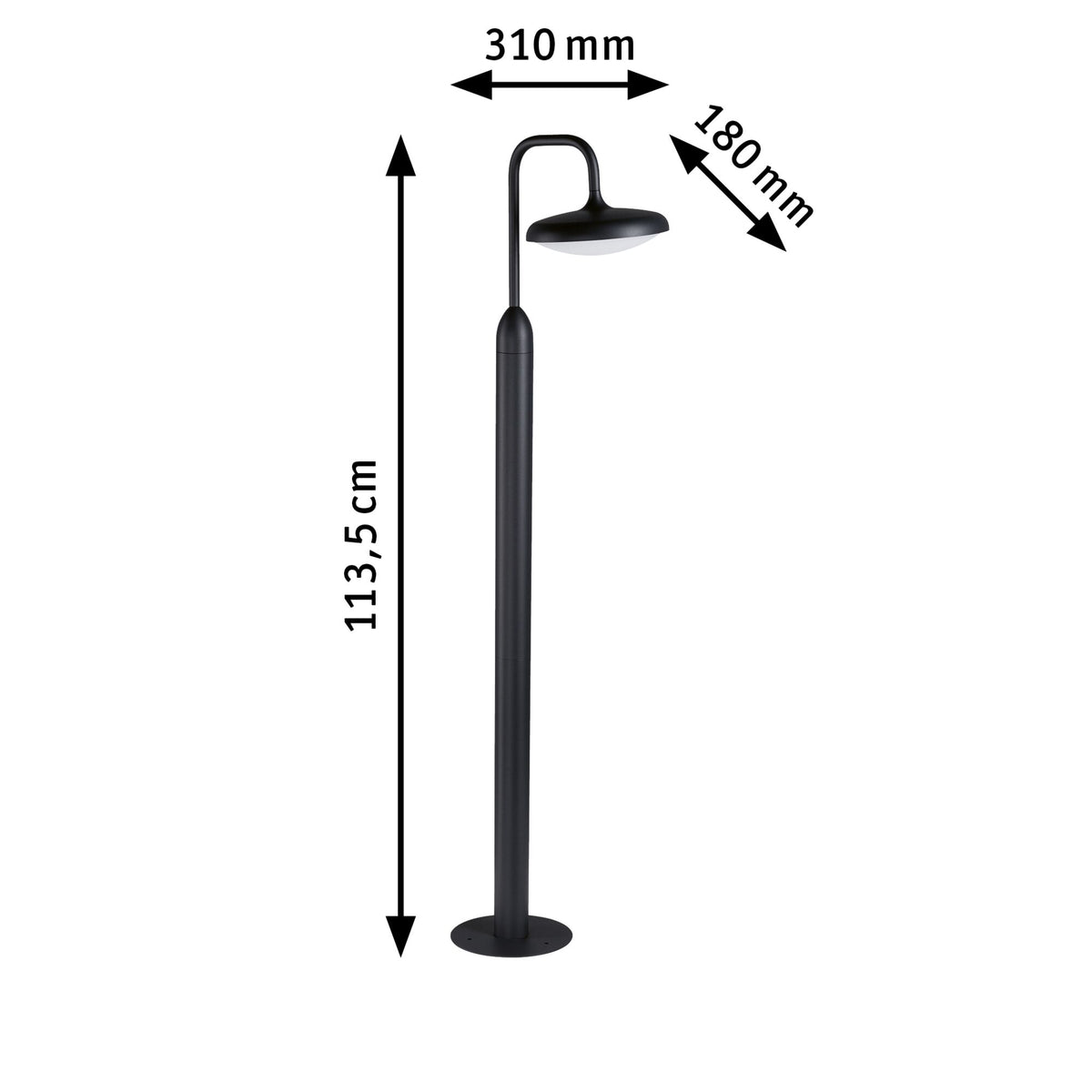Paulmann LED Pollerleuchte Nostro IP44 rund 1.135mm 3000K 10W 900lm 230V  Anthrazit  Aluminium