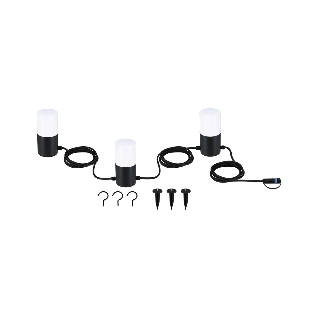 Paulmann Plug & Shine LED Lichterkette Tubs   IP44 3000K 3x2W   Anthrazit