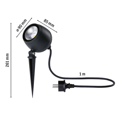 Paulmann LED Gartenstrahler Kikolo IP65  90mm 3000K 8W 500lm 230V 60° Anthrazit Aluminium#Kunststoff