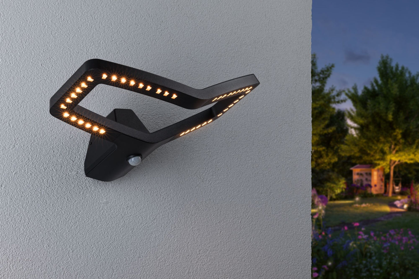 Paulmann LED Außenwandleuchte Alara Dämmerungsgesteuerter Bewegungsmelder (IR) Smart Home Zigbee 3.0  IP44 eckig 375x270mm 3000 - 2200K 10W 450lm 230V  Anthrazit Metall