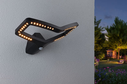 Paulmann LED Außenwandleuchte Alara Dämmerungsgesteuerter Bewegungsmelder (IR) Smart Home Zigbee 3.0  IP44 eckig 375x270mm 3000 - 2200K 10W 450lm 230V  Anthrazit Metall