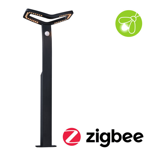 Paulmann LED Pollerleuchte Alara Dämmerungsgesteuerter Bewegungsmelder (IR) insektenfreundlich Smart Home Zigbee 3.0  IP44 eckig 665mm 3000 - 2200K 10W 450lm 230V  Anthrazit  Metall