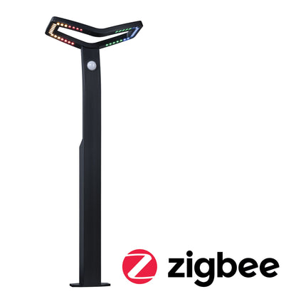 Paulmann LED Pollerleuchte Alara Dämmerungsgesteuerter Bewegungsmelder (IR) Smart Home Zigbee 3.0  IP44 eckig 665mm RGBW+ 10W 450lm 230V  Anthrazit  Metall