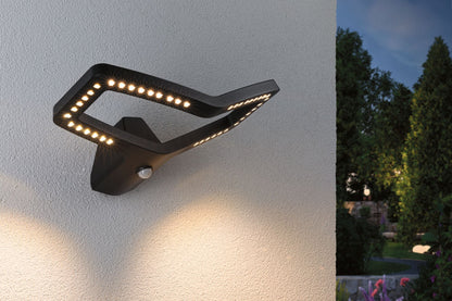Paulmann LED Außenwandleuchte Alara Dämmerungsgesteuerter Bewegungsmelder (IR) IP44 eckig 375x270mm 3000K 10W 450lm 230V  Anthrazit Metall