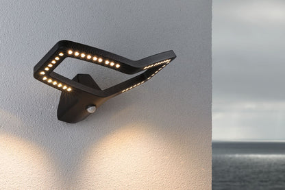 Paulmann LED Außenwandleuchte Alara Dämmerungsgesteuerter Bewegungsmelder (IR) IP44 eckig 375x270mm 3000K 10W 450lm 230V  Anthrazit Metall
