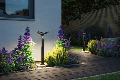 Paulmann LED Pollerleuchte Alara Dämmerungsgesteuerter Bewegungsmelder (IR) IP44 eckig 665mm 3000K 10W 450lm 230V  Anthrazit  Metall