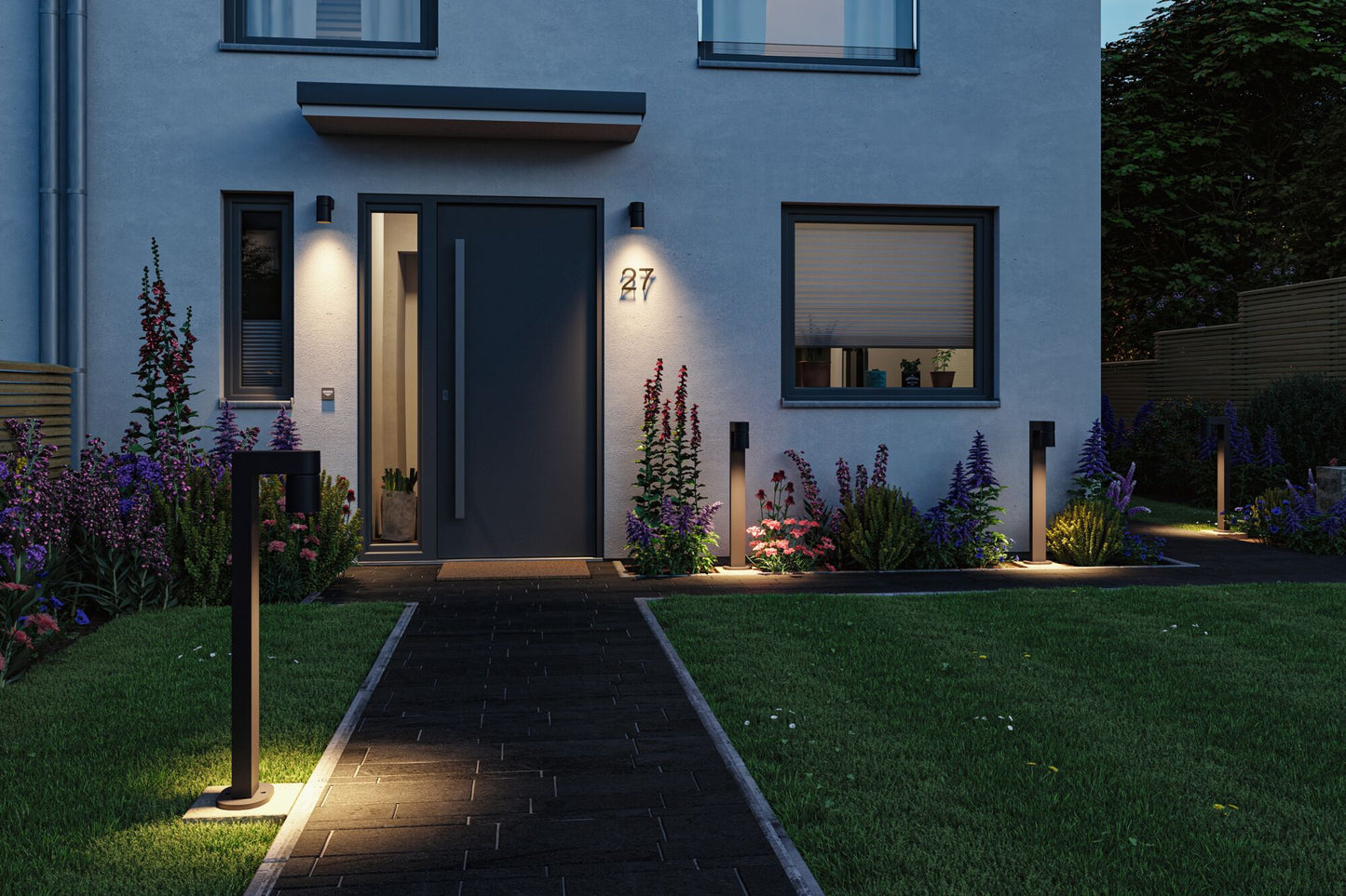 Paulmann LED Außenwandleuchte Kimu IP44 zylindrisch 80mm 3000K 8W 500lm 230V 70° Anthrazit Aluminium