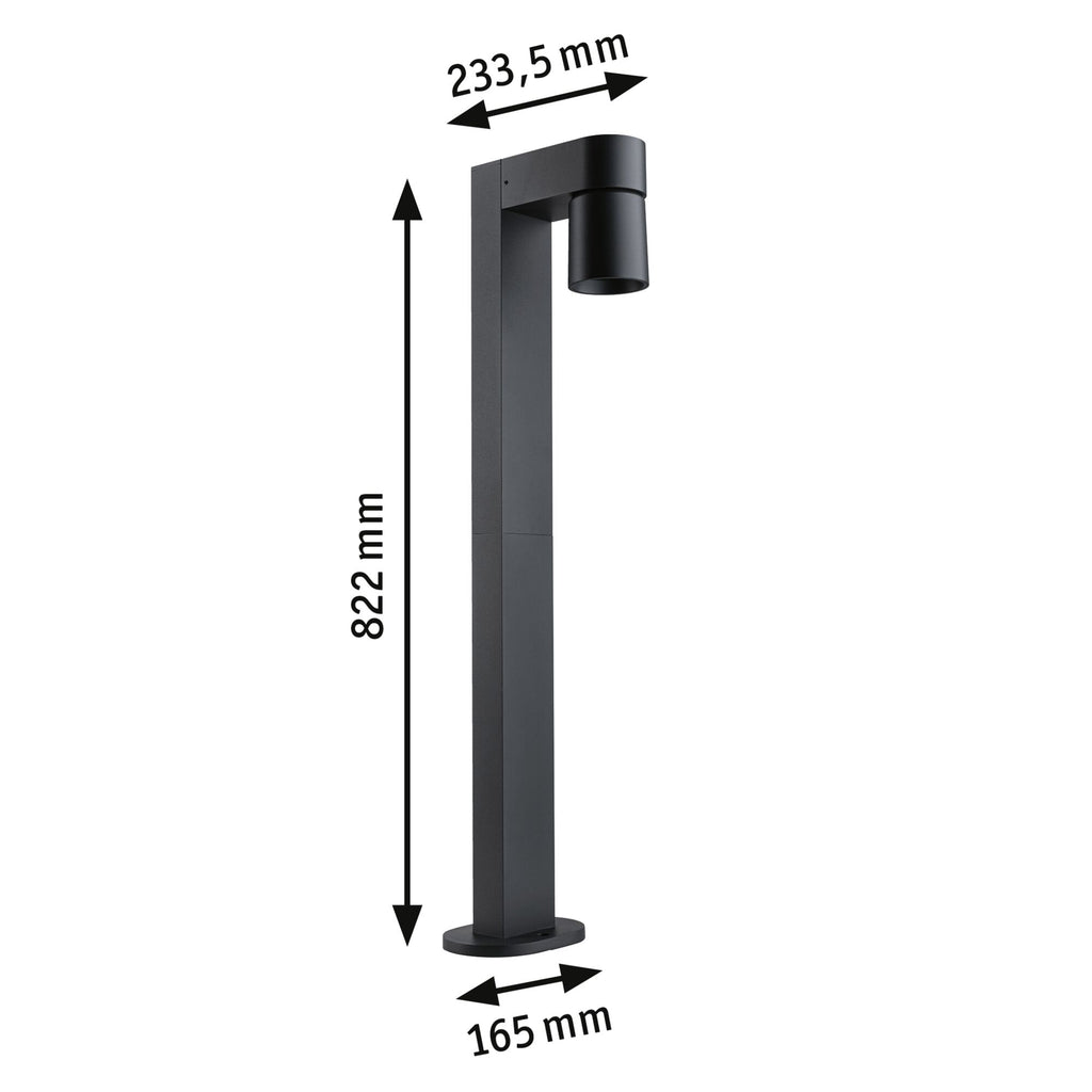 Paulmann LED Pollerleuchte Kimu IP44 zylindrisch 822mm 3000K 8W 500lm 230V 70° Anthrazit  Aluminium