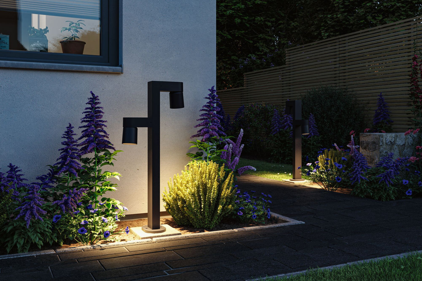 Paulmann LED Pollerleuchte Kimu IP44 zylindrisch 822mm 3000K 2x8W 750lm / 750lm 230V 70° Anthrazit  Aluminium