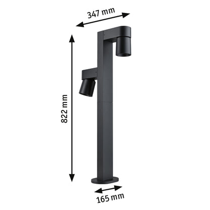 Paulmann LED Pollerleuchte Kimu IP44 zylindrisch 822mm 3000K 2x8W 750lm / 750lm 230V 70° Anthrazit  Aluminium