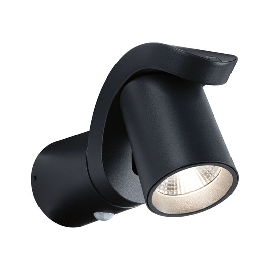 Paulmann LED Außenwandleuchte Cuff Dämmerungsgesteuerter Bewegungsmelder (IR) IP44  76x217mm 3000K 10W 700lm 230V 70° Anthrazit Aluminium